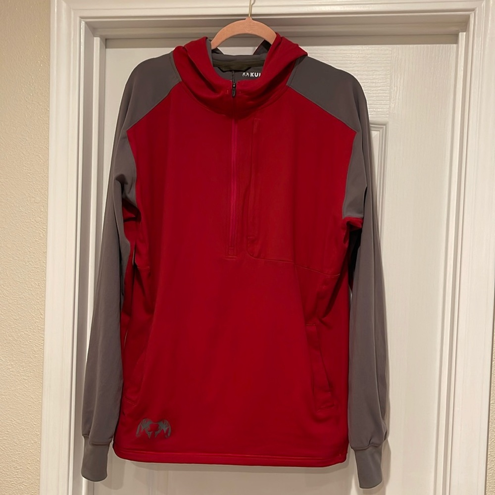 KUIU Hoodie 1/2 Zip Pullover RED GRAY Men's Size  XXL Hoodie